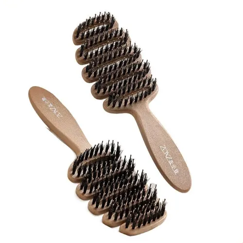 [control De Precio Patentado] Peine De Cerdas De Jabali Para Peine Para El Cuidado Del Cabello Pinecone Fluffy*1