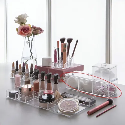Organizador de maquillaje con tapa, 23 x 9 pulgadas, color transparente Paramount