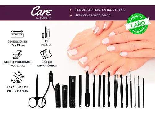 Kit Manicura Pedicura Profesional Gadnic Tijeras Acero Inox
