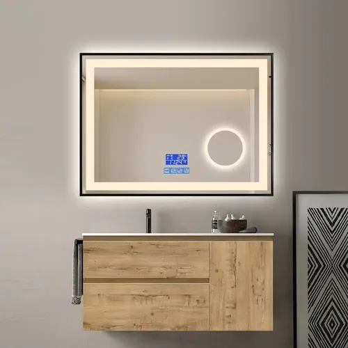 Espejo Bluetooth Luz Led Desempañador Baño Rectangular 60×80