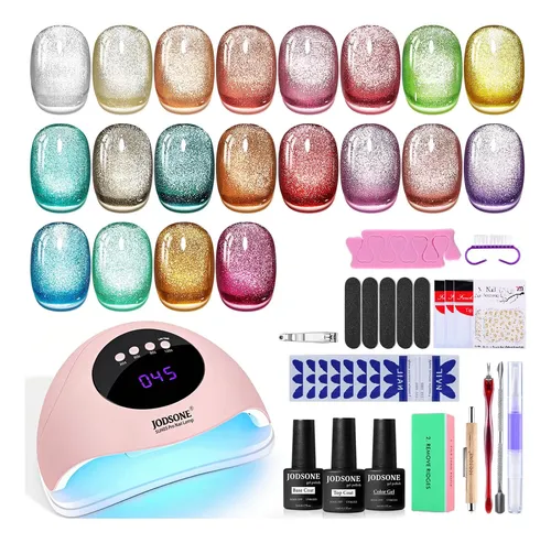 Kit Esmaltes Gel 20 Colores Con Base Y Top Coat 3 En 1