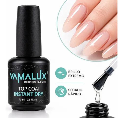 Esmalte Uñas Top Coat Vamalux Brillo Extremo Secado Rapido