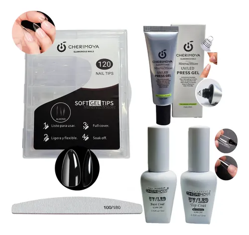 Kit Tips X120 Cherimoya, Base Coat, Top Coat, Press Gel Lima