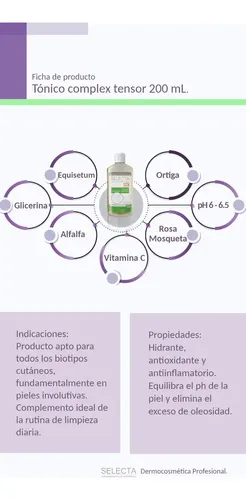 Tónico Loción Rostro Día/Noche Selecta Complex Tensor 200 mL