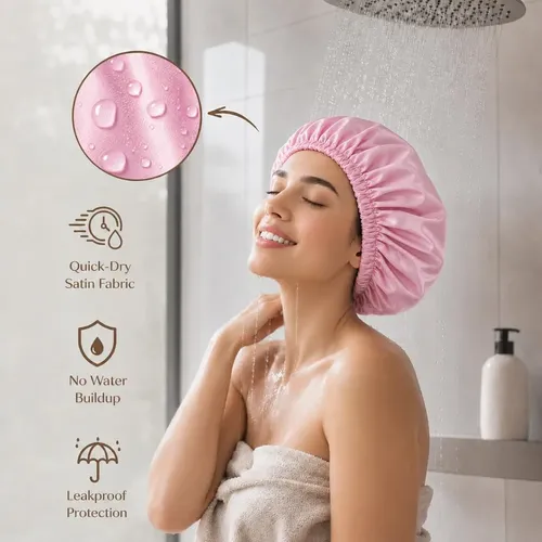 Gorro De Baño Impermeable Satén Grande Para Pelo Rizado