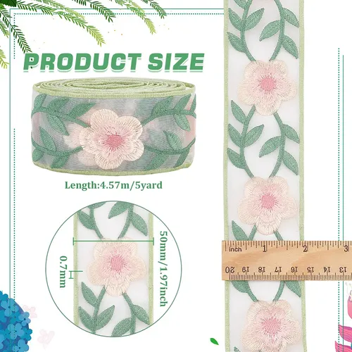 Cintas De Organza Bordadas Estilo Chino De 5 Yardas Con Form