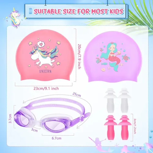 Paquete De 8 Gorros De Natacion Para Ninos Para Cabello L… No Aplica