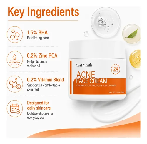 Crema Facial Suave Con Ácido Salicílico Para Acné