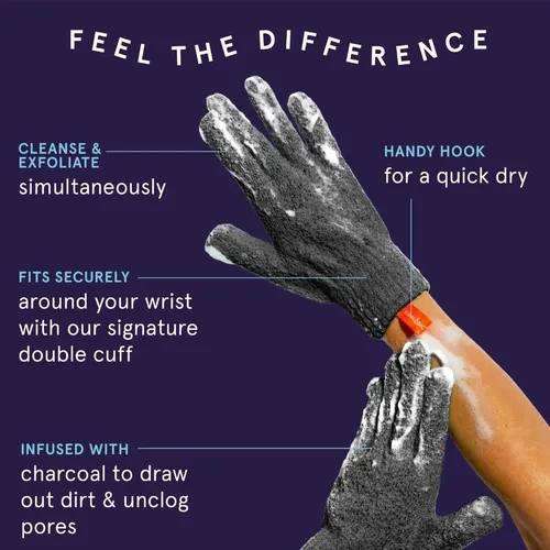 Guantes Exfoliantes Carbón Negro X6 Para Baño Y Ducha