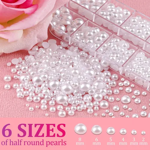 Perlas Blancas Planas Para Uñas Y Manualidades Kit X2