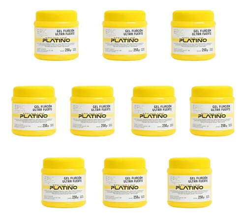 Gel Epic Platino Fijacion Ultra Fuerte 250gr X 10 Unidades