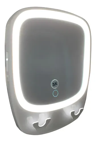Espejo Para Maquillaje Con Luz Led 3x Adherente Sopapa E166 Color del marco Blanco