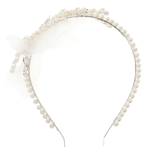 Diadema De Novia Con Perlas De Cristal Para El Cabello