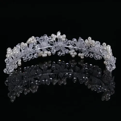 Ts Diadema De Perlas Y Flores De Cristal, Accesorios Para L