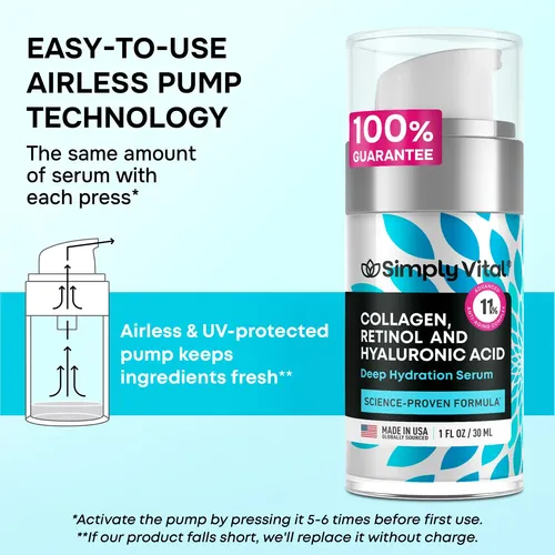 Sérum De Colágeno Simplyvital Con Retinol Y Ácido Hialurónic Todo Tipo De Piel Día/noche