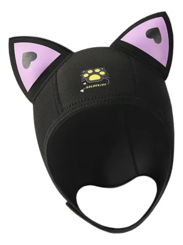 Gorro De Neopreno Con Orejas De Gato Para Buceo, Gorro Negro