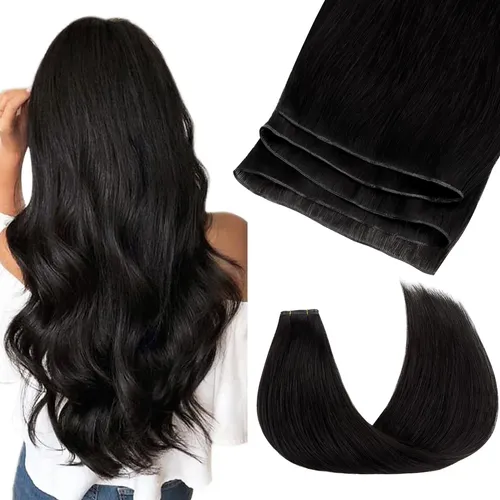 Extension Cortina De Pelo Humano Real 35cm 40g Negro Natural