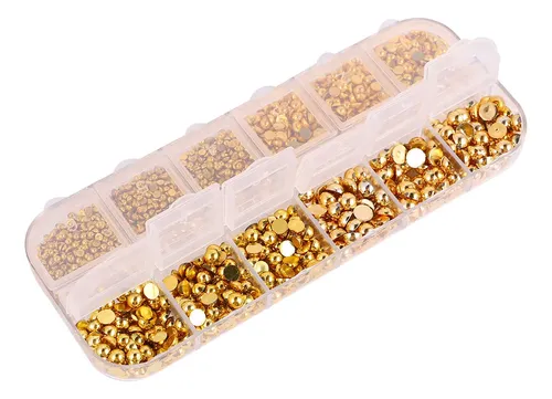 1 Caja Calcomanías Uñas Decorativas Perla Dorada