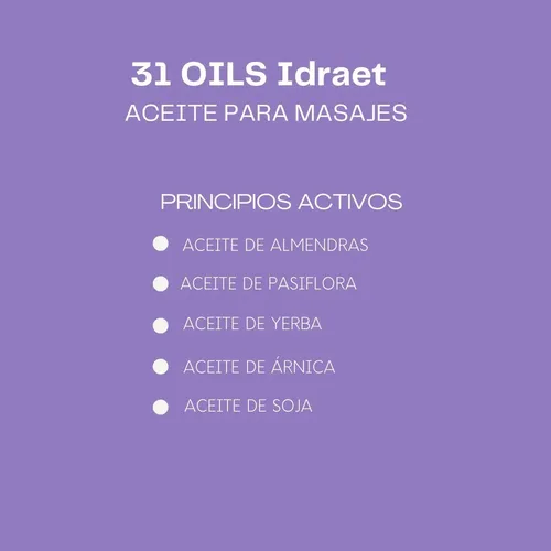 Idraet 31 Oils Aceite Para Masajes Multipropósito X 100 Ml Tipo de envase Pote X 100 ml Fragancia Sin fragancia