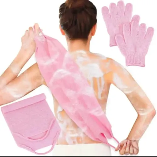 Set Exfoliante Nylon Doble Cara Para Baño Rápido Y Durader