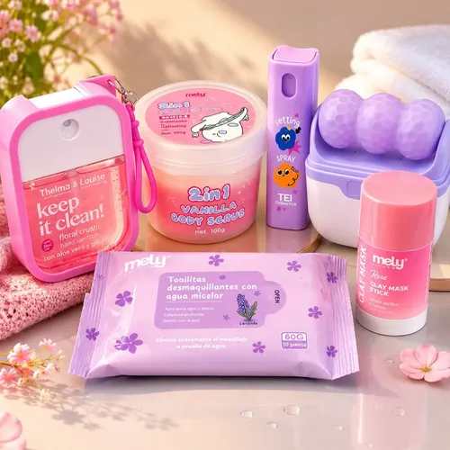 Kit Skincare Mely Sanitizante Mascarillas Exfoliante
