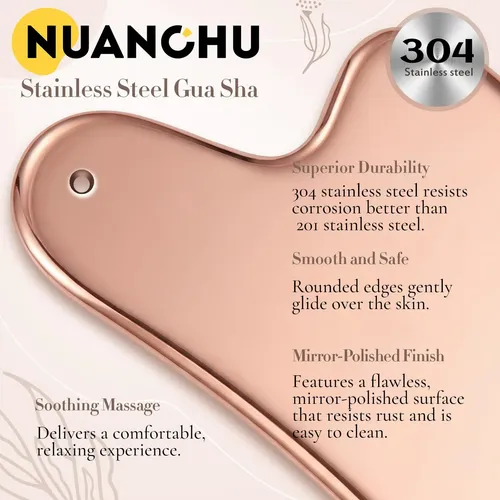 Gua Sha Nuanchu Acero Inoxidable Corazón Rosa