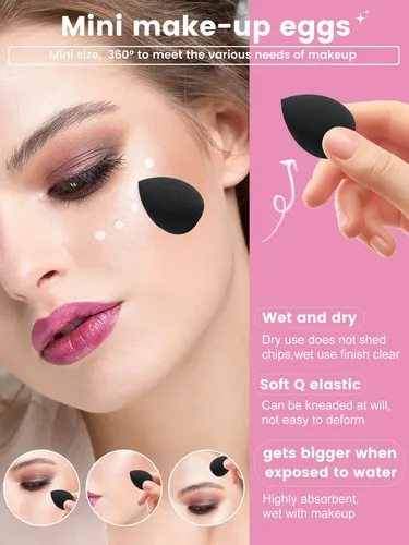 H- Set De Brochas Y Esponjas De Maquillaje Con Funda,;