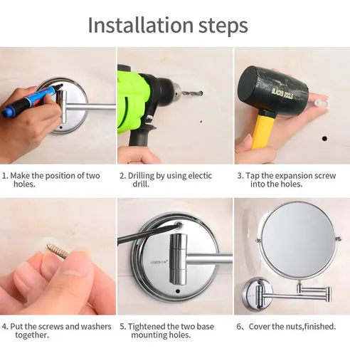 Espejo De Maquillaje Gurun De Pared De 8  Con Aumento 10x, D