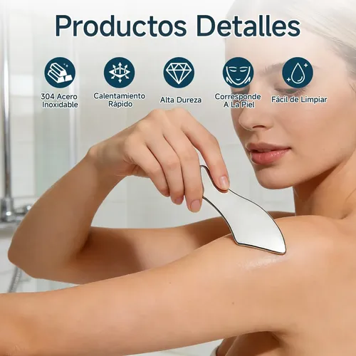 2 Pzs Gua Sha, Masaje Facial Gua Sha De Acero Inoxidable,