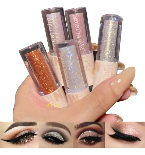 Aolailiya Set 5 Sombras Líquidas Glitter Metálicas