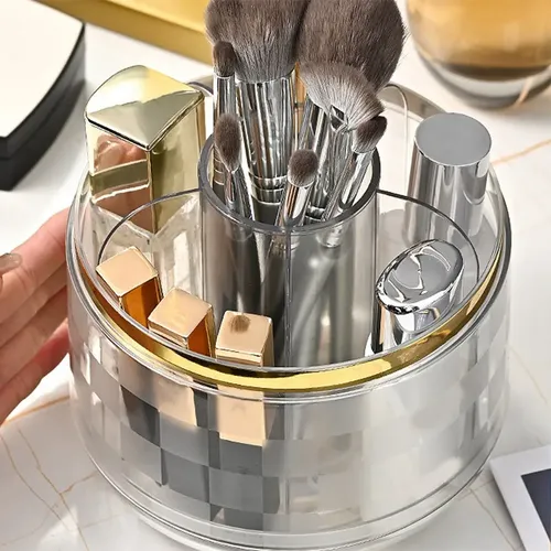Organizador De Maquillaje Giratorio Q7 Con Tapa Que Gira 360