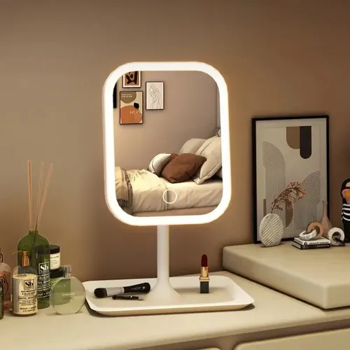 Q Espejo De Maquillaje Con Luz Led De Mesa Recargable M
