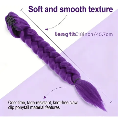 Coleta Trenzada Morada Con Pinza Accesorio Cabello Mujer Púrpura