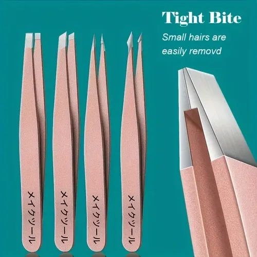 Pinzas De Depilar Oblicuas X4 Cejas Puntos Negros 4pcs Pink Liso