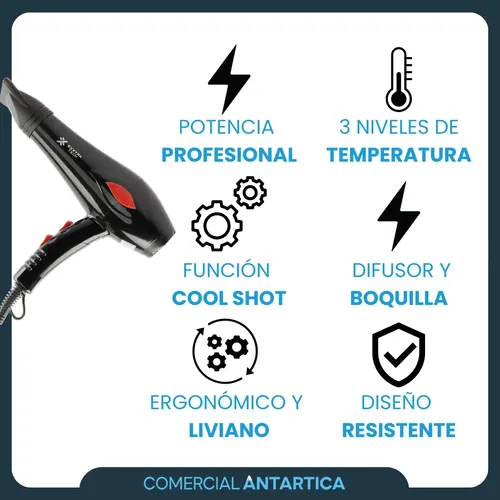 Secador De Pelo Exxtra Tech 2500w 220v
