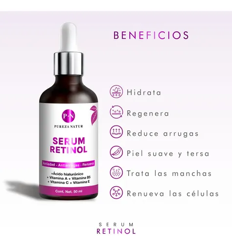 Serum Retinol + Vitaminas A, B5, E, C + Acido Hialuronico
