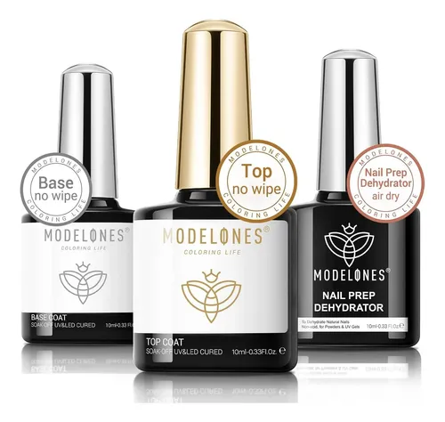 Modelones Kit Gel Base/top Coat 3pcs