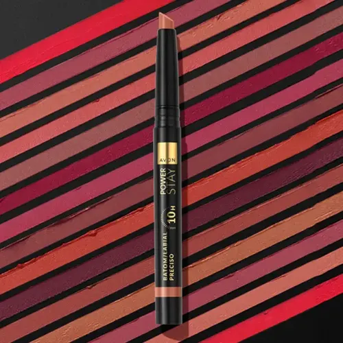 Lápiz Labial Preciso Matte Larga Duracion Power Stay Retractil – Avon Color Bronze Champion