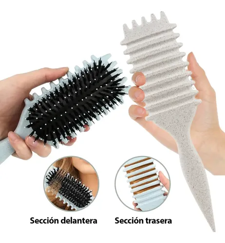 Cepillo Para Cabello Rizado Para Mujeres, Bounce Curl Brush, ITNTFN Cepillo para Cabello Ondulado, Desenreda Sin Frizz con Cerdas Suaves, Cepillo para Definir y Peinar Rulos Naturales (Beige)