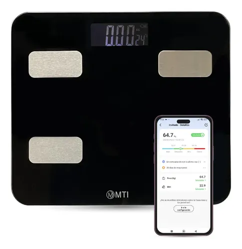 Balanza Digital Baño Inteligente Bluetooth Personal Corporal Color Negro