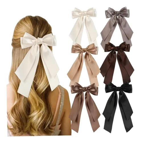 -bows 6 Lazos Para El Pelo Para Niñas, Doble Capa De Satén