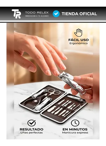 Set Corta Uñas Profesional Tijera Pinza Y Estuche