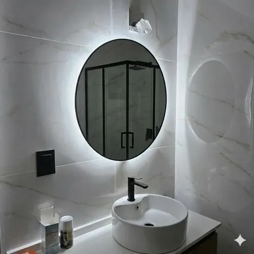 Espejo Luz Led 60 Cm Redondo Moderno Tecla Oculta