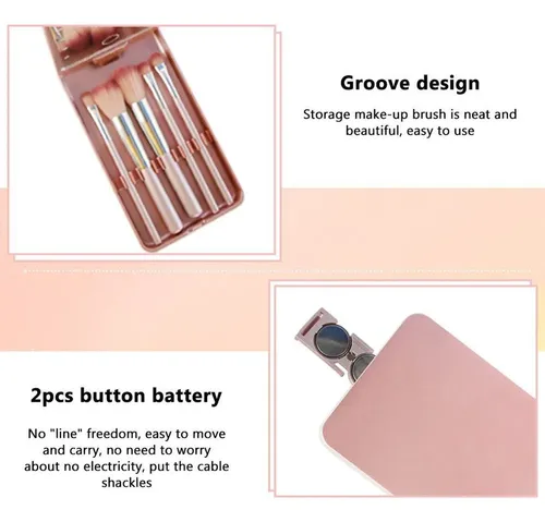 D Espejo De Maquillaje Con Luz Led, Brochas Cosméticas