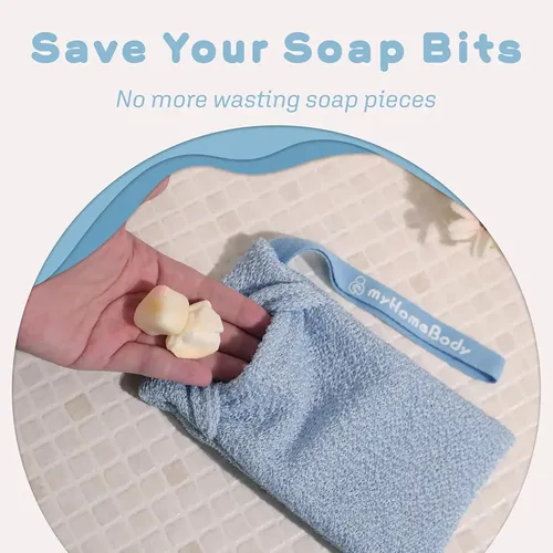 Bolsa Exfoliante Para Jabón Cuerpo Azul Y Gris X2