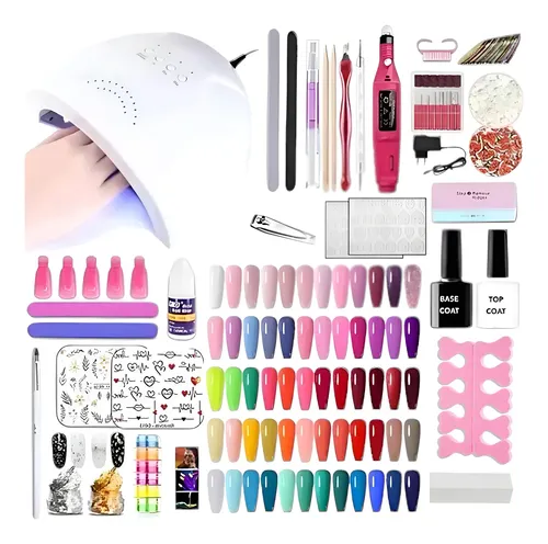 Super Kit Cabina 48w Torno Uñas Esculpidas Decoración Nail