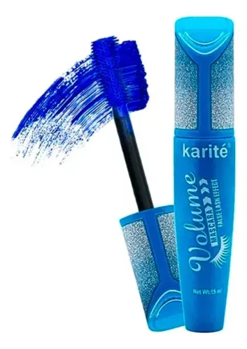 Mascara De Pestañas Azul Volume False Lash Effect By Karite Color Azul Electrico