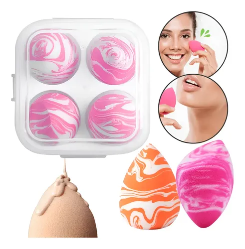 Set 4 Esponjas Blender Para Maquillaje Con Estuche Make Up