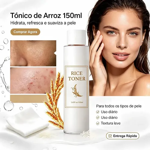 Tónico De Arroz Hidratante 150 Ml, Unifica El Tono De La