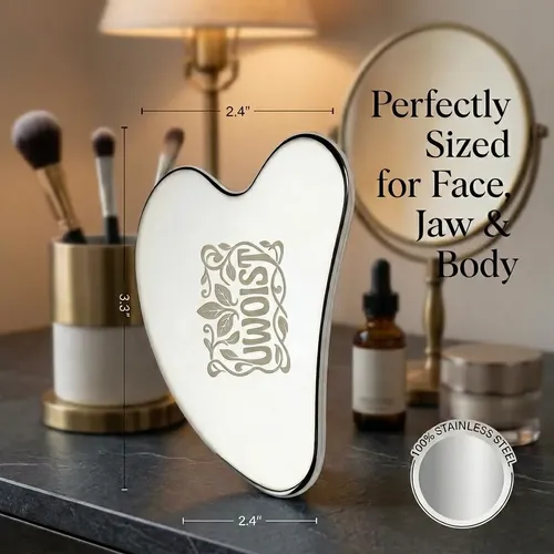 Set 2 Gua Sha Facial Acero Para Contorno Y Drenaje